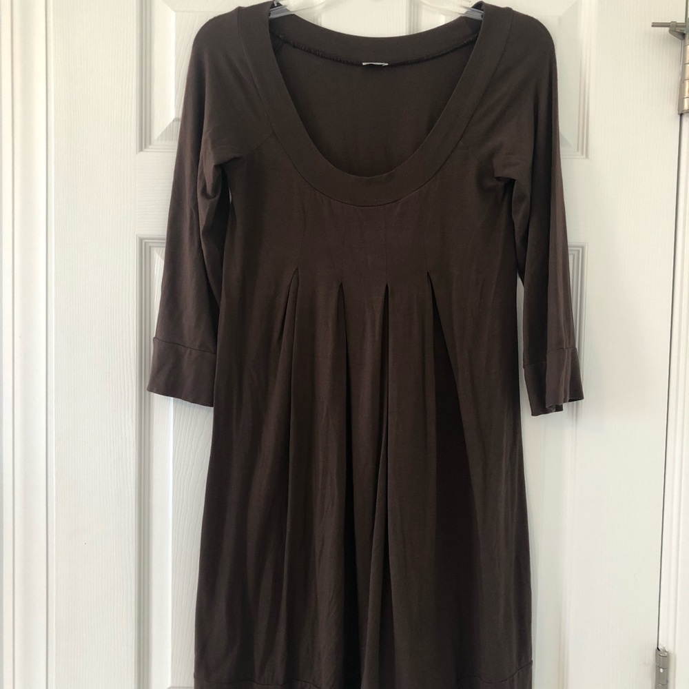 Brown Quarter Sleeve Splendid Dress